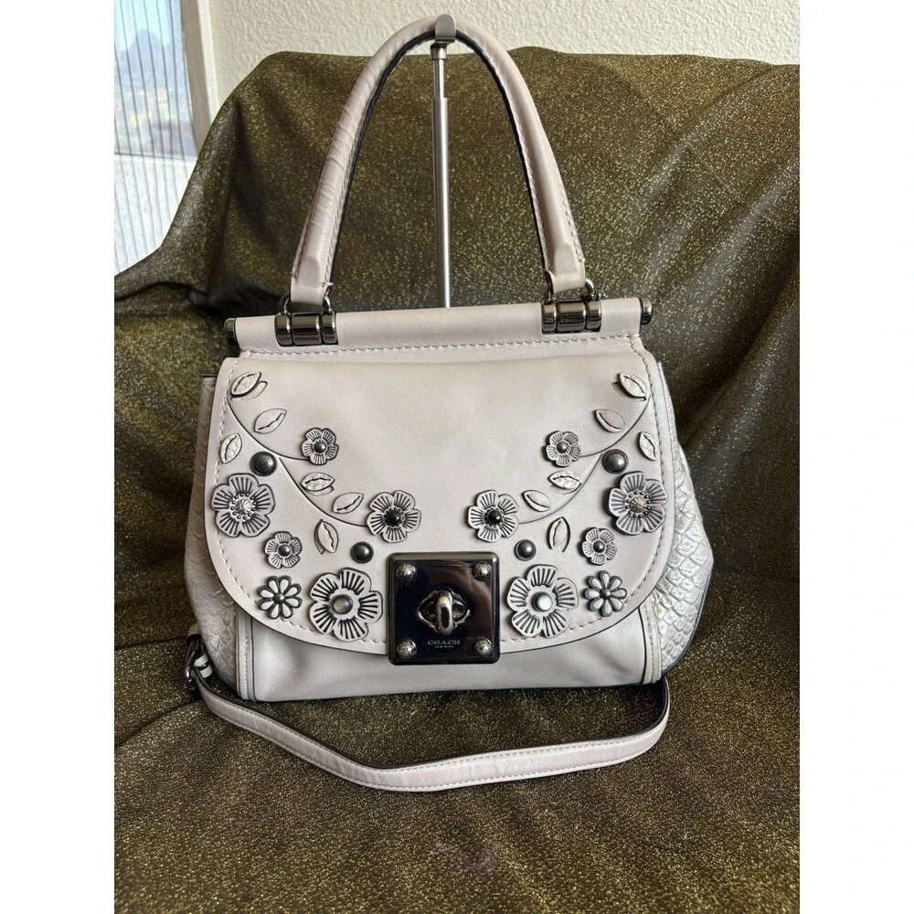 Coach Leather Drifter Top Handle W/Willow Floral Tea Rose off-white Limited Edit